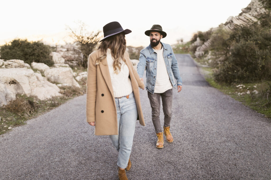 couple walking through grief.